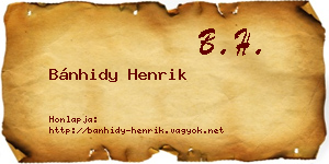Bánhidy Henrik névjegykártya